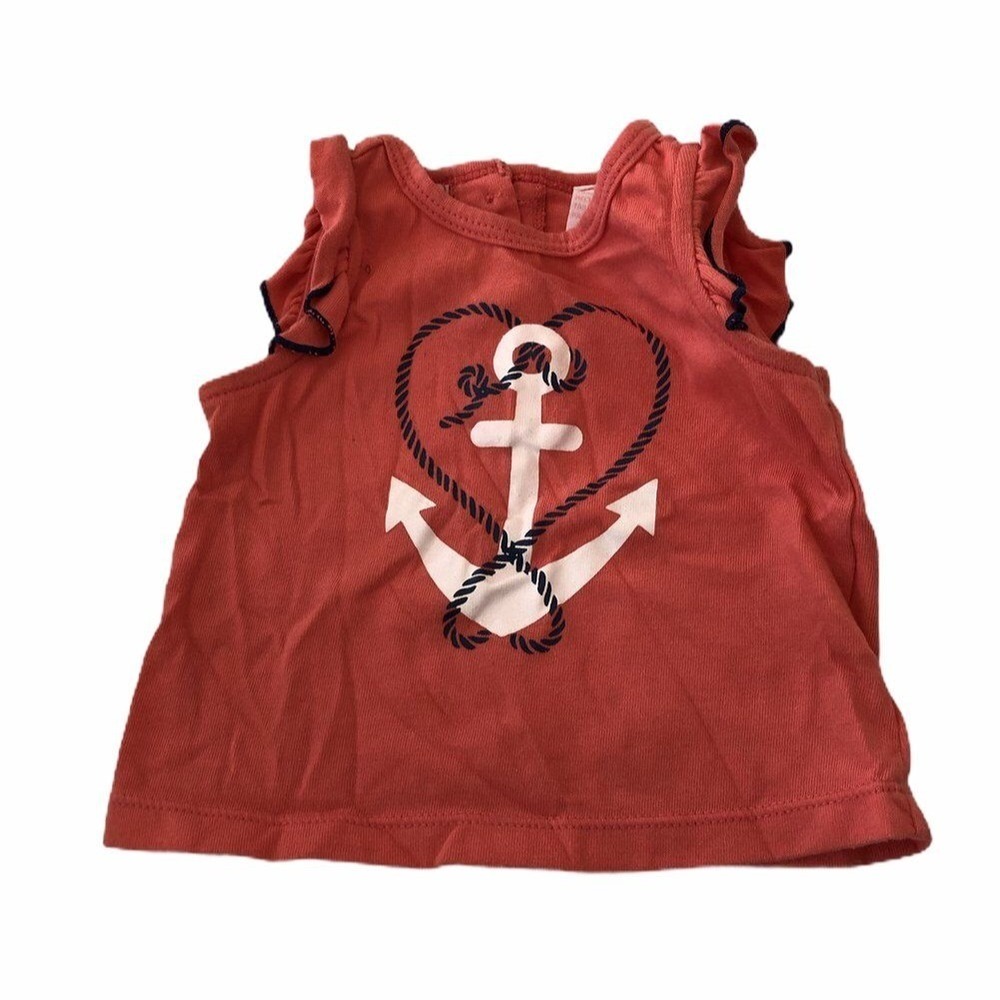 Kids‎ Headquarters Shirt Girls 6-9 Months Peach Anchor Heart Design